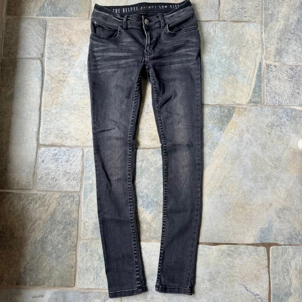 Y2K Cotton On The Deluxe Skinny Low Rise Jeans Black Wash Size‎ 4 Stretch